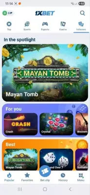 1xBet app casino section