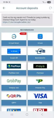 1xBet app deposit screen